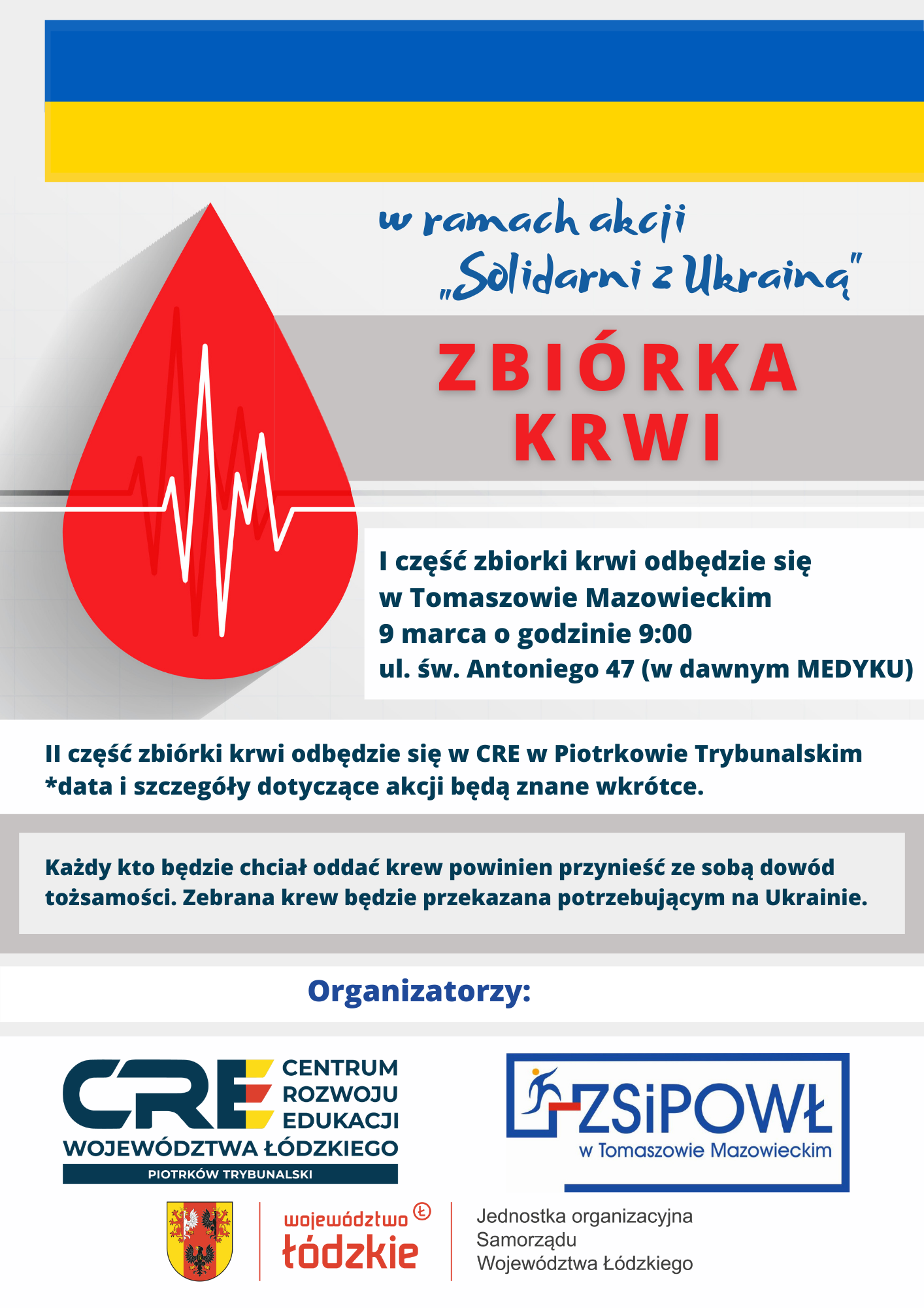 Zbiórka krwi w ramach akcji „Solidarni z Ukrainą